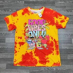 Nickelodeon SpongeBob Good Vibes Only Tie-Dye Shirt - Red and Yellow